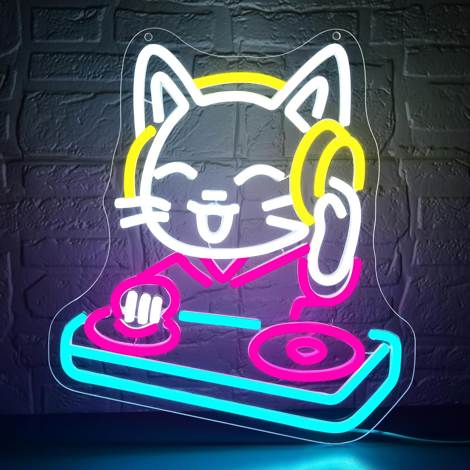 Musical Instrument Sign - DJ Cat Neon Sign Dimmable Cat