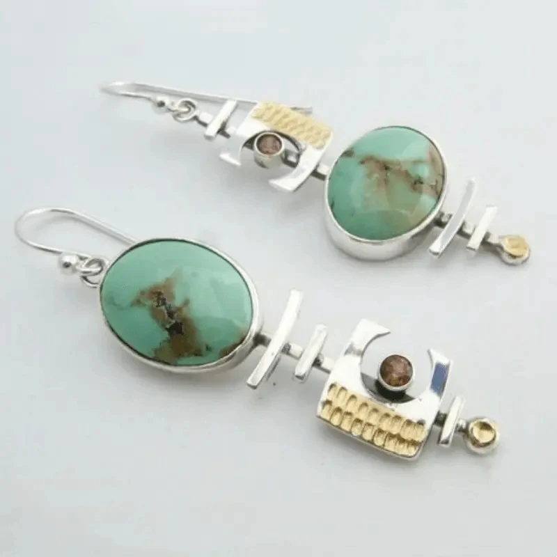 Musical Instrument Sign - Trendy Vintage Geometric Green Stone Dangle