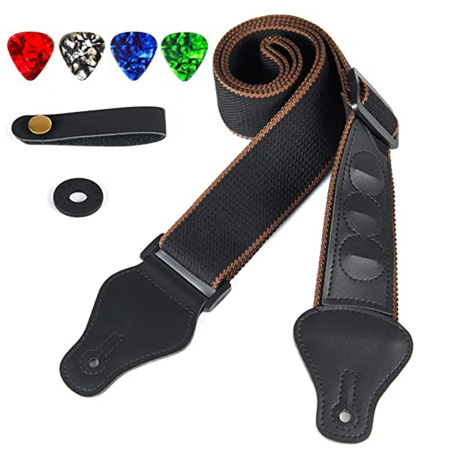 7Pcs/Set Guitar Strap Black PU – Musical Instrument Bass Bewertung und Preis
