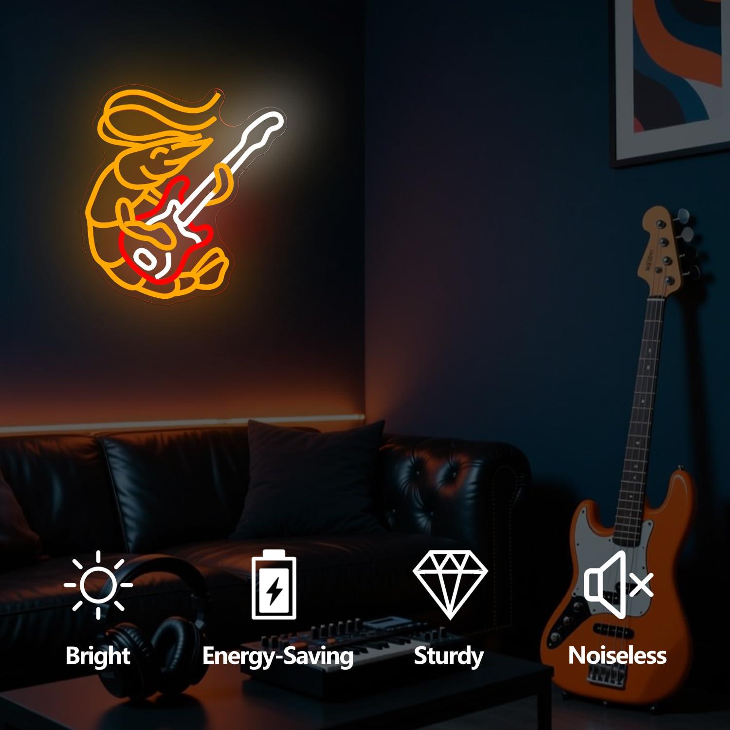 Shrimp Playing Guitar Neon Sig – Musical Instrument Sign Bewertung und Preis