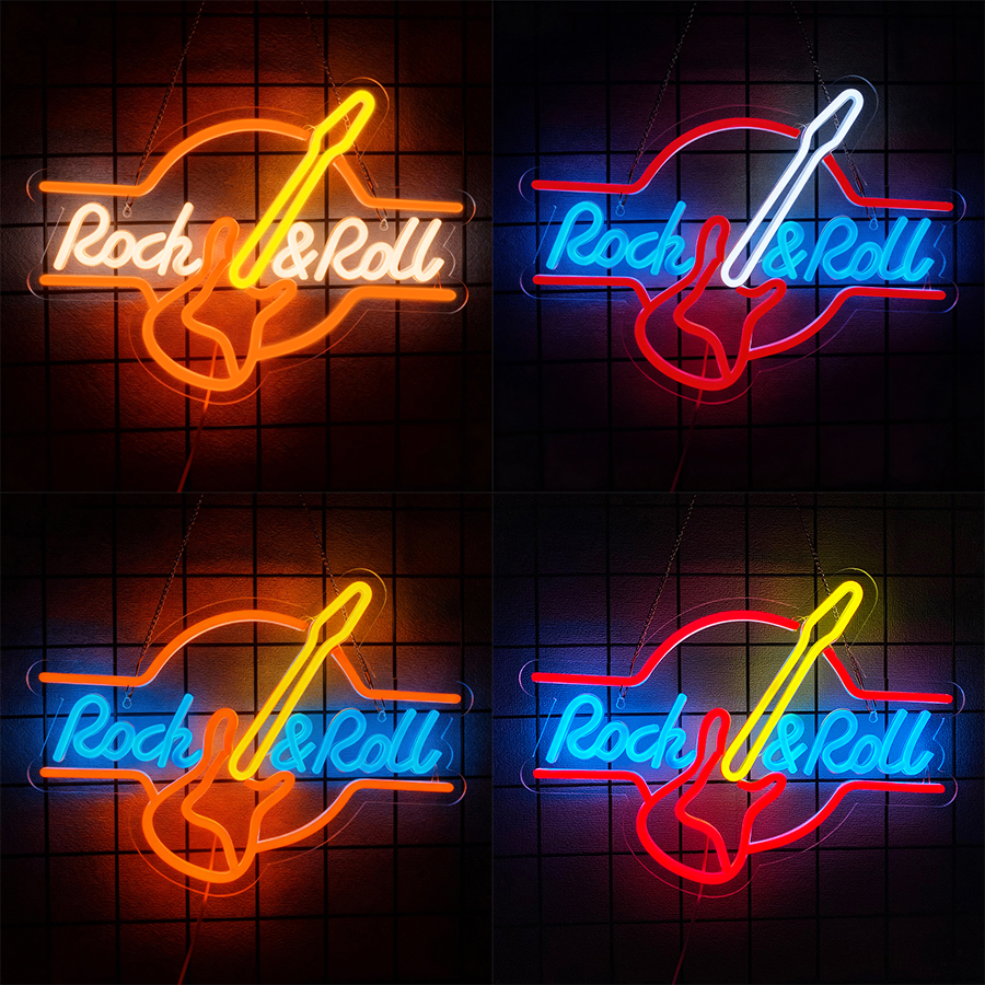 Rock & Roll Led Neon Sign, Mus – Musical Instrument Sign Bewertung und Preis