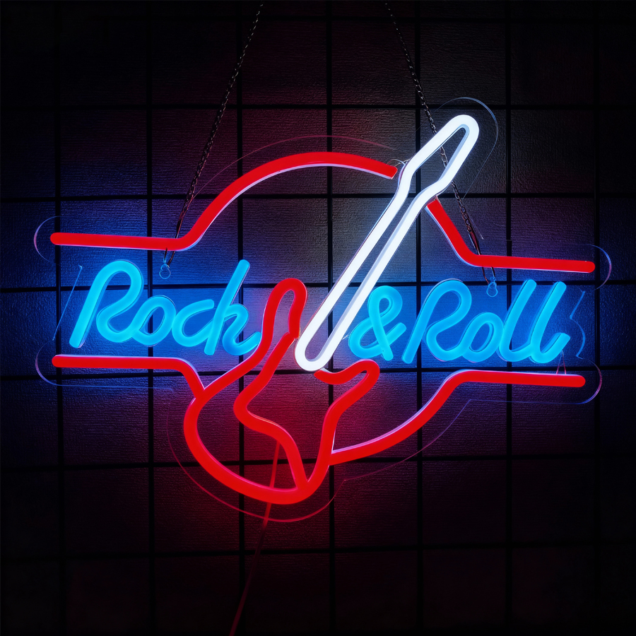 Rock & Roll Led Neon Sign, Mus – Musical Instrument Sign Bewertung und Preis