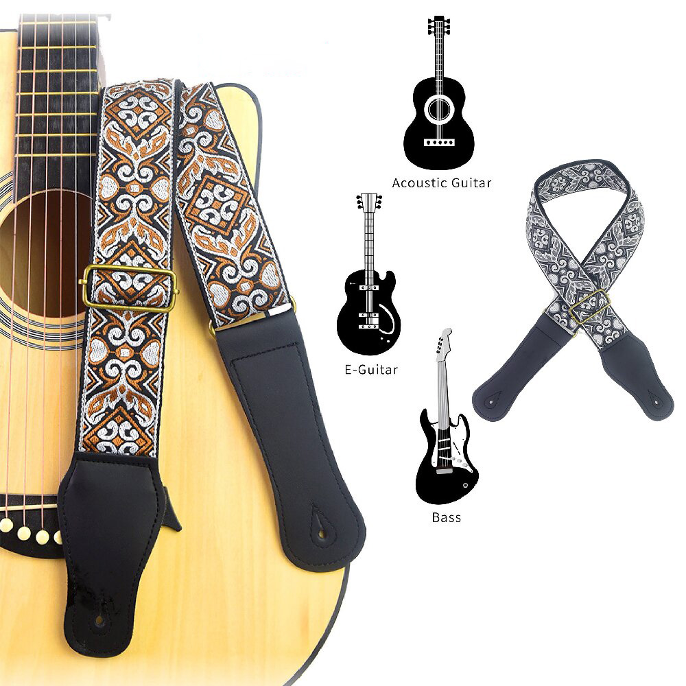 Guitar Strap Embroidered Print – Musical Instrument Bass Bewertung und Preis